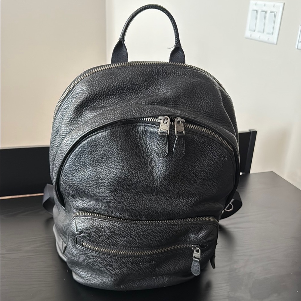 Black Leather Men's Backpack